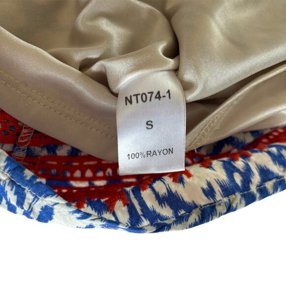 THML Blue and Cream Shift Knee Length Sleeveless Dress Women’s Size Small - Picture 6 of 9